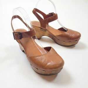 Cordani Zori Clog Sandals Leather Wood Size 39 - US 8